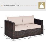 Tangkula Wicker Loveseat Sofa with Cushions