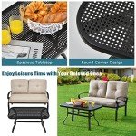 Tangkula Beige 2-Piece Patio Loveseat and Table Set