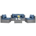 5-Piece Outdoor Sectional Sofa Set with Cushions
