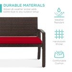2-Person Wicker Outdoor Patio Bench with Cushion