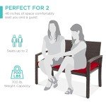 2-Person Wicker Outdoor Patio Bench with Cushion