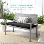 2-Person Wicker Outdoor Patio Bench with Cushion