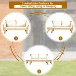 Tangkula Adjustable Acacia Wood Patio Sofa Bed