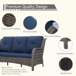 Navy Wicker 3-Seat Outdoor Patio Couch