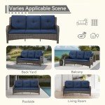 Navy Wicker 3-Seat Outdoor Patio Couch