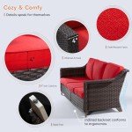 Stylish 3-Seat Outdoor Rattan Sofa with Cushions