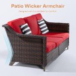 Stylish 3-Seat Outdoor Rattan Sofa with Cushions