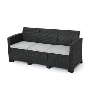 St. Lucia Outdoor 3-Seater Faux Wicker Sofa