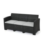 St. Lucia Outdoor 3-Seater Faux Wicker Sofa