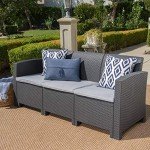 St. Lucia Outdoor 3-Seater Faux Wicker Sofa