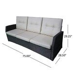 Joanne 3-Seater Outdoor Wicker Sofa, Grey