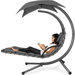 Curved Steel Outdoor Chaise Lounge Swing Chair