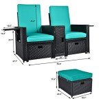 5-Piece Outdoor Wicker Lounge Set with Ottoman