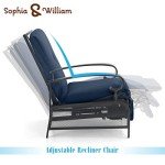 Navy Adjustable Outdoor Recliner Chairs Set of 2