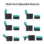 5-Piece Outdoor Wicker Lounge Set with Ottoman