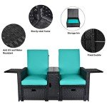 5-Piece Outdoor Wicker Lounge Set with Ottoman