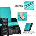 5-Piece Outdoor Wicker Lounge Set with Ottoman