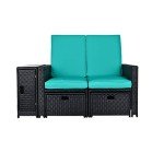 5-Piece Outdoor Wicker Lounge Set with Ottoman