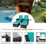 5-Piece Outdoor Wicker Lounge Set with Ottoman