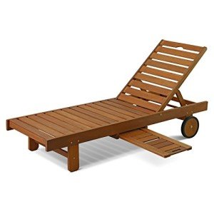 Furinno Tioman Teak Outdoor Patio Sun Lounger