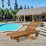 Furinno Tioman Teak Outdoor Patio Sun Lounger