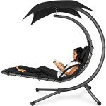 Outdoor Curved Steel Lounge Chair Swing with Canopy