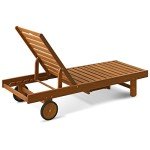 Furinno Tioman Teak Outdoor Patio Sun Lounger
