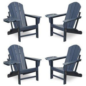 FOOWIN Dark Blue Adirondack Chair Set of 4