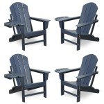 FOOWIN Dark Blue Adirondack Chair Set of 4