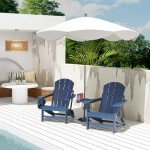 FOOWIN Dark Blue Adirondack Chair Set of 4