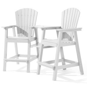 Adirondack Chair Set with Removable Trays - White