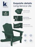 KINGYES Green Folding Adirondack Chair, All-Weather Design