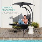 Outdoor Curved Steel Lounge Chair Swing with Canopy