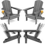 Folding Adirondack Chair Set of 4 - Gray