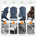FOOWIN Dark Blue Adirondack Chair Set of 4