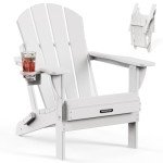 Folding Adirondack Chairs with Cup Holder - White