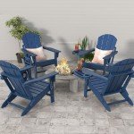 FOOWIN Dark Blue Adirondack Chair Set of 4