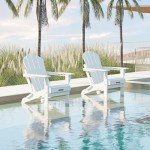 Folding Adirondack Chairs with Cup Holder - White