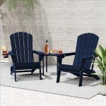 Navy Blue Folding Adirondack Chair with Cup Holder