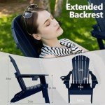 Navy Blue Folding Adirondack Chair with Cup Holder