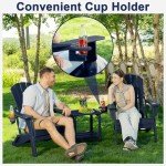 Navy Blue Folding Adirondack Chair with Cup Holder