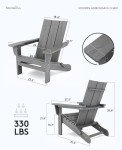 Oversized Gray Folding Adirondack Chair with Curved Backrest