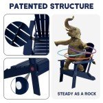Navy Blue Folding Adirondack Chair with Cup Holder