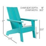 Aqua Blue Modern Resin Adirondack Chair