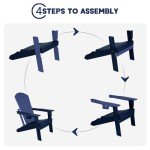 Navy Blue Folding Adirondack Chair with Cup Holder