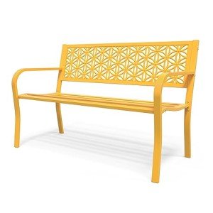 VINGLI 50" Floral Metal Outdoor Garden Bench