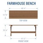 Garden Farmhouse Wooden Bench for Patio or Porch