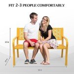 VINGLI 50" Floral Metal Outdoor Garden Bench
