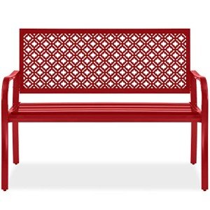 Rose Red 2-Person Metal Patio Bench