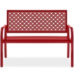 Rose Red 2-Person Metal Patio Bench